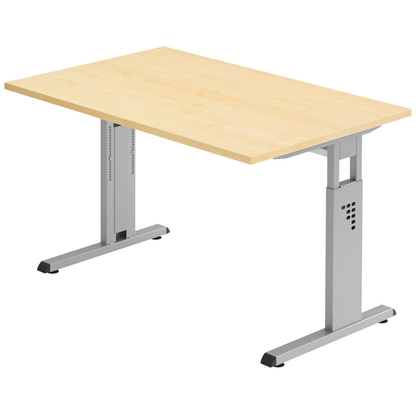 Artikelbild für HAMMERBACHER OS 12 höhenverstellbarer Schreibtisch ahorn rechteckig, C-Fuß-Gestell silber 120,0 x 80,0 cm, Artikelnummer 656773