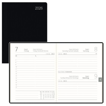 Artikelbild für ZETTLER KALENDER Taschenkalender Tagesplaner 2026 schwarz, 1 St., Artikelnummer 559079