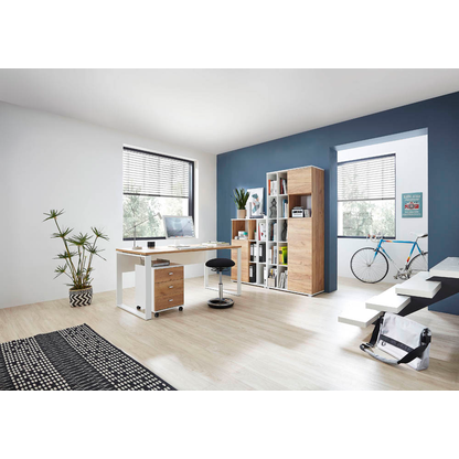 Artikelbild 5 für GERMANIA Lioni Schreibtisch weiß, eiche rechteckig, O-Fuß-Gestell weiß 158,0 x 79,0 cm, Artikelnummer 501294