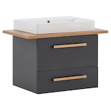 Artikelbild 1 für MÖBELPARTNER Waschbecken mit Unterschrank Duo 701518 anthrazit, eiche landhaus 82,2 x 50,0 x 61,5 cm, Artikelnummer 673453