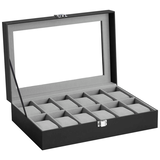 Artikelbild 1 für SONGMICS Uhrenbox schwarz, grau 30,2 x 20,2 x 7,8 cm, 1 St., Artikelnummer 759827