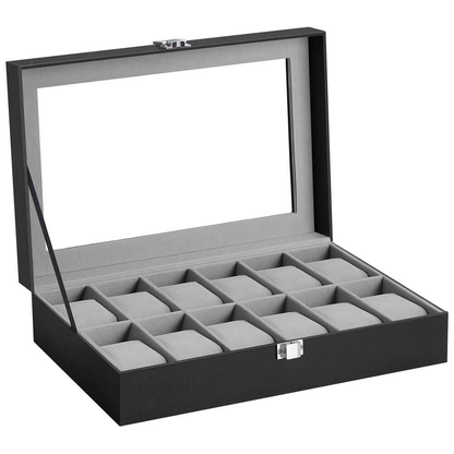 Artikelbild für SONGMICS Uhrenbox schwarz, grau 30,2 x 20,2 x 7,8 cm, 1 St., Artikelnummer 759827