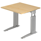 Artikelbild 1 für HAMMERBACHER Haziender höhenverstellbarer Schreibtisch ahorn quadratisch, C-Fuß-Gestell silber 80,0 x 80,0 cm, Artikelnummer 633089