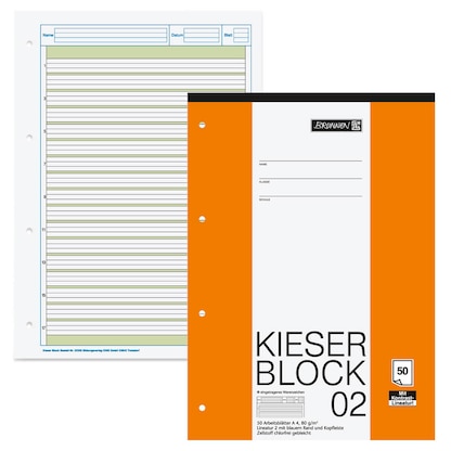 Artikelbild für BRUNNEN Arbeitsblock Kieserblock gelocht DIN A4 liniert Lineatur 02, 1 Block, Artikelnummer 121653