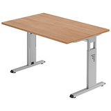 Artikelbild 1 für HAMMERBACHER OS 12 höhenverstellbarer Schreibtisch nussbaum rechteckig, C-Fuß-Gestell silber 120,0 x 80,0 cm, Artikelnummer 656898