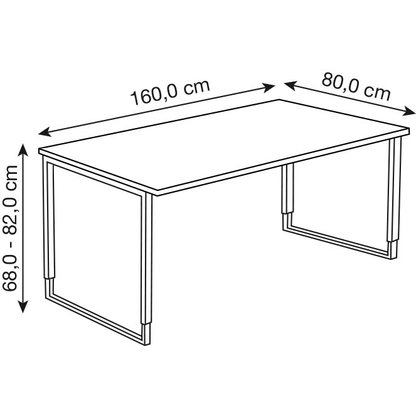 Artikelbild 2 für Kerkmann Yukon höhenverstellbarer Schreibtisch weiß rechteckig, Kufen-Gestell silber 160,0 x 80,0 cm, Artikelnummer 344333