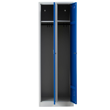 Artikelbild für Gürkan Spind lichtgrau, enzianblau 103492, 2 Schließfächer 60,0 x 50,0 x 180,0 cm, Artikelnummer 559652