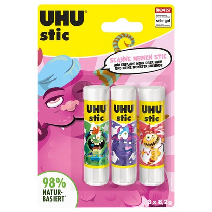Artikelbild 2 für UHU MONSTER Klebestifte 8,2 g, 3 St., Artikelnummer 312656