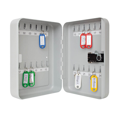 Artikelbild für WEDO Schlüsselkasten lichtgrau mit 24 Haken, Zahlenschloss, 18,6 x 9,4 x 25,0 cm, 1 St., Artikelnummer 457782