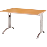 Artikelbild 1 für HAMMERBACHER Savona höhenverstellbarer Schreibtisch buche rechteckig, C-Fuß-Gestell silber 120,0 x 80,0 cm, Artikelnummer 574483