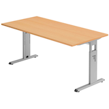 Artikelbild 1 für HAMMERBACHER OS 16 höhenverstellbarer Schreibtisch buche rechteckig, C-Fuß-Gestell silber 160,0 x 80,0 cm, Artikelnummer 656811