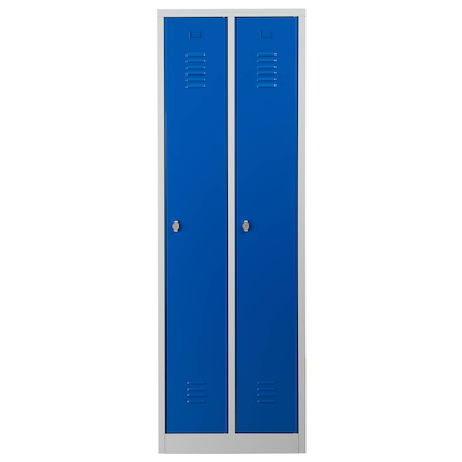 Artikelbild 2 für Gürkan Spind lichtgrau, enzianblau 103492, 2 Schließfächer 60,0 x 50,0 x 180,0 cm, Artikelnummer 559652