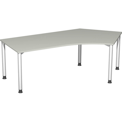 Artikelbild für geramöbel Flex höhenverstellbarer Schreibtisch lichtgrau, silber L-Form, 5-Fuß-Gestell silber 216,6 x 113,0 cm, Artikelnummer 881641
