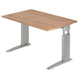 Artikelbild 1 für HAMMERBACHER Haziender höhenverstellbarer Schreibtisch nussbaum rechteckig, C-Fuß-Gestell silber 120,0 x 80,0 cm, Artikelnummer 633222
