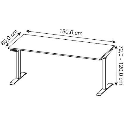 Artikelbild 2 für GERMANIA Agenda Home höhenverstellbarer Schreibtisch grandson-eiche rechteckig, T-Fuß-Gestell schwarz 180,0 x 80,0 cm, Artikelnummer 385348