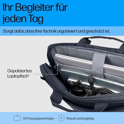 Artikelbild 7 für HP Laptoptasche Everyday A08KHUT Kunstfaser schwarz A08KHUT bis 40,6 cm (16 Zoll), Artikelnummer 722617