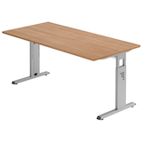 Artikelbild 1 für HAMMERBACHER OS 16 höhenverstellbarer Schreibtisch nussbaum rechteckig, C-Fuß-Gestell silber 160,0 x 80,0 cm, Artikelnummer 656963