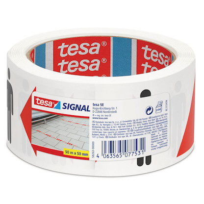 Artikelbild 5 für tesa Warnklebeband Signal Abstand halten min. 1,5 m rot/weiß/schwarz 50,0 mm x 50,0 m 1 Rolle, Artikelnummer 319562