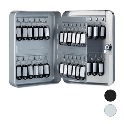 Artikelbild 6 für relaxdays Schlüsselkasten grau mit 48 Haken, Zylinderschloss, 18,0 x 7,5 x 25,0 cm, 1 St., Artikelnummer 450876