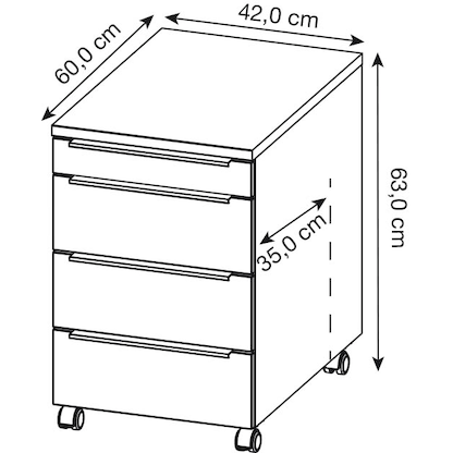 Artikelbild 2 für GERMANIA Mailand Rollcontainer weiß 4 Auszüge 42,0 x 60,0 x 63,0 cm, Artikelnummer 136428