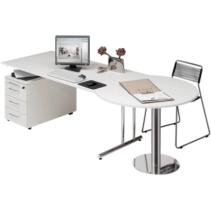 Artikelbild 6 für Kerkmann Lago Schreibtisch weiß L-Form, C-Fuß-Gestell chrom 200,0 x 100,0 cm, Artikelnummer 656114