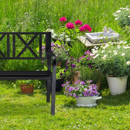 Artikelbild 4 für relaxdays Gartenbank 10026112_0 schwarz Metall 127,0 cm, Artikelnummer 767907