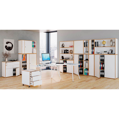 Artikelbild 4 für VCM my office Schiebetürenschrank Salia, 920791 honig-eiche, weiß 2 Fachböden 100,0 cm 37,4 cm, Artikelnummer 364608