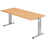 Artikelbild 1 für HAMMERBACHER OS 19 höhenverstellbarer Schreibtisch buche rechteckig, C-Fuß-Gestell silber 180,0 x 80,0 cm, Artikelnummer 657193