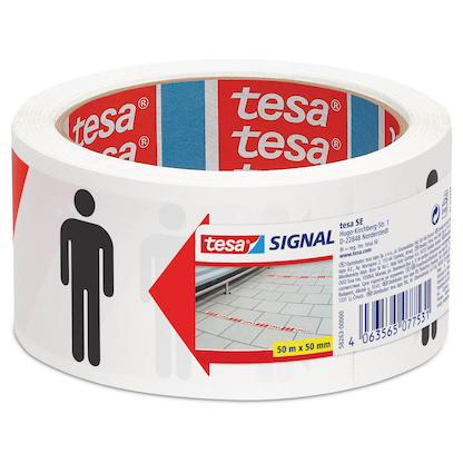 Artikelbild 3 für tesa Warnklebeband Signal Abstand halten min. 1,5 m rot/weiß/schwarz 50,0 mm x 50,0 m 1 Rolle, Artikelnummer 319562