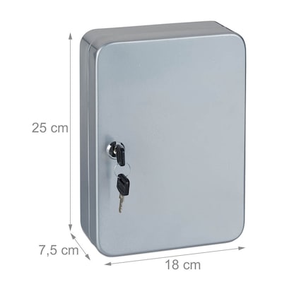 Artikelbild 7 für relaxdays Schlüsselkasten grau mit 48 Haken, Zylinderschloss, 18,0 x 7,5 x 25,0 cm, 1 St., Artikelnummer 450876