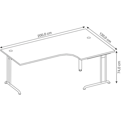 Artikelbild 3 für HAMMERBACHER Altus Schreibtisch nussbaum L-Form, C-Fuß-Gestell silber 200,0 x 80,0/120,0 cm, Artikelnummer 963900