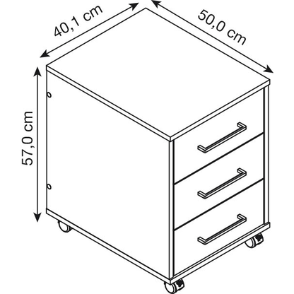 Artikelbild 4 für MÖBELPARTNER Hank Rollcontainer schwarz, eiche 3 Auszüge 40,1 x 50,0 x 57,0 cm, Artikelnummer 336689