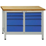 Artikelbild 1 für ADB Werkbank lichtgrau, RAL 5012 8 Schubladen 120,0 x 60,0 x 84,0 cm, Artikelnummer 674794