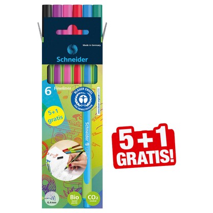 Artikelbild für 5 + 1 GRATIS: Schneider Line-Up Fineliner farbsortiert 0,4 mm, 5 St. + GRATIS 1 Fineliner, Artikelnummer 564599