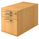 Artikelbild 1 für HAMMERBACHER Solid TC20 Rollcontainer buche 3 Auszüge 42,8 x 80,0 x 51,2 cm, Artikelnummer 399422