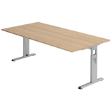Artikelbild 1 für HAMMERBACHER OS 2E höhenverstellbarer Schreibtisch eiche rechteckig, C-Fuß-Gestell silber 200,0 x 100,0 cm, Artikelnummer 657849