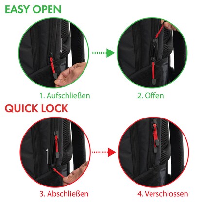 Artikelbild 14 für DICOTA Laptop-Rucksack SEEKER II Kunstfaser schwarz, rot 23,5 l bis 40,6 cm (16 Zoll), Artikelnummer 611219