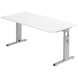 Artikelbild 1 für HAMMERBACHER OS 16 höhenverstellbarer Schreibtisch weiß rechteckig, C-Fuß-Gestell silber 160,0 x 80,0 cm, Artikelnummer 657325