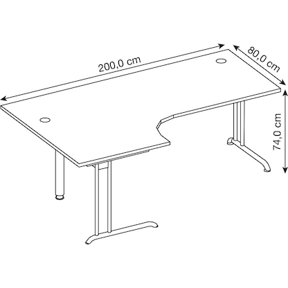 Artikelbild 2 für HAMMERBACHER Altus Schreibtisch nussbaum L-Form, C-Fuß-Gestell silber 200,0 x 80,0/120,0 cm, Artikelnummer 963900