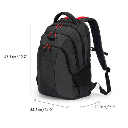 Artikelbild 3 für DICOTA Laptop-Rucksack SEEKER II Kunstfaser schwarz, rot 23,5 l bis 40,6 cm (16 Zoll), Artikelnummer 611219