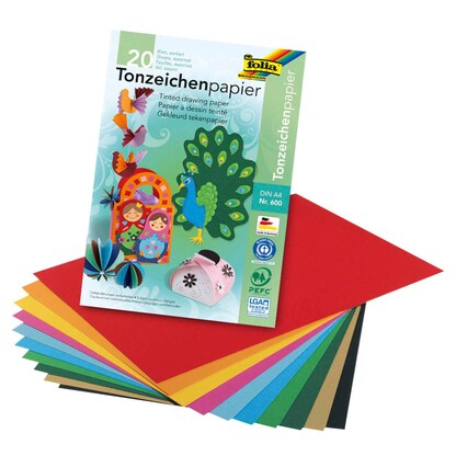 Artikelbild für folia Tonpapier farbsortiert 130 g/qm 20 Blatt, Artikelnummer 132682