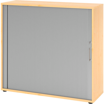 Artikelbild für HAMMERBACHER Popular Rollladenschrank ahorn, silber 2 Fachböden 120,0 x 40,0 x 110,0 cm, Artikelnummer 991729