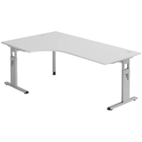 Artikelbild 1 für HAMMERBACHER OS 82 höhenverstellbarer Schreibtisch lichtgrau L-Form, C-Fuß-Gestell silber 200,0 x 80,0/120,0 cm, Artikelnummer 657116