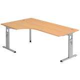 Artikelbild 1 für HAMMERBACHER OS 82 höhenverstellbarer Schreibtisch buche L-Form, C-Fuß-Gestell silber 200,0 x 80,0/120,0 cm, Artikelnummer 657027