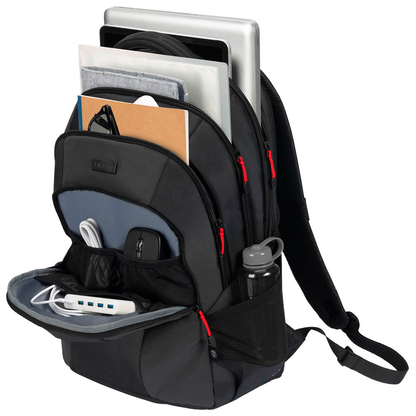 Artikelbild 2 für DICOTA Laptop-Rucksack SEEKER II Kunstfaser schwarz, rot 23,5 l bis 40,6 cm (16 Zoll), Artikelnummer 611219