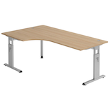 Artikelbild 1 für HAMMERBACHER OS 82 höhenverstellbarer Schreibtisch eiche L-Form, C-Fuß-Gestell silber 200,0 x 80,0/120,0 cm, Artikelnummer 657837