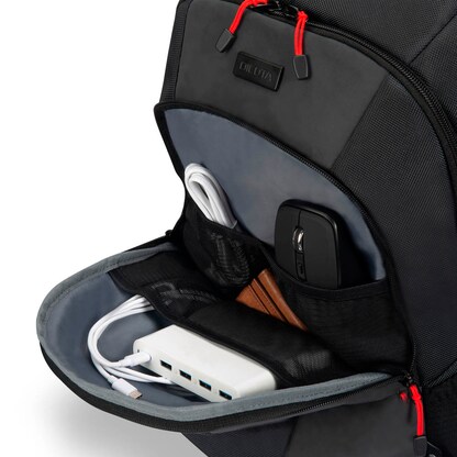 Artikelbild 8 für DICOTA Laptop-Rucksack SEEKER II Kunstfaser schwarz, rot 23,5 l bis 40,6 cm (16 Zoll), Artikelnummer 611219