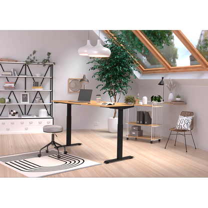 Artikelbild 4 für GERMANIA Lissabon höhenverstellbarer Schreibtisch navarra-eiche rechteckig, T-Fuß-Gestell schwarz 160,0 x 80,0 cm, Artikelnummer 727269