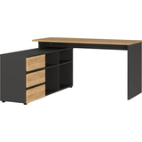 Artikelbild 1 für GERMANIA Lissabon Schreibtisch grafit, navarra-eiche rechteckig, Wangen-Gestell grau 145,0 x 145,0 cm, Artikelnummer 881551