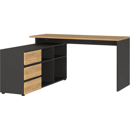 Artikelbild für GERMANIA Lissabon Schreibtisch grafit, navarra-eiche rechteckig, Wangen-Gestell grau 145,0 x 145,0 cm, Artikelnummer 881551